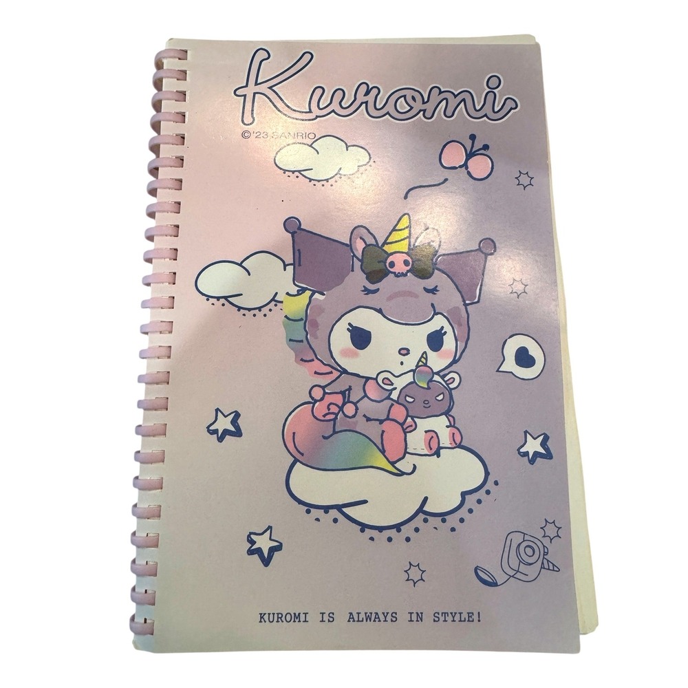 Kuromi Unicorn Notebook Sanrio Stationery Kawaii Purple Cloud Stars